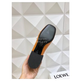Loewe Soft Leather Bow Vintage High Heel Shoes For Women Brown