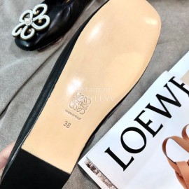 Loewe Spring Soft Sheepskin Ballet Shoes For Women Black