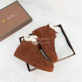 Loro Piana Winter Soft Cashmere Suede Boots For Women Brown
