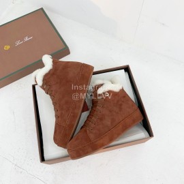 Loro Piana Winter Soft Cashmere Suede Boots For Women Brown
