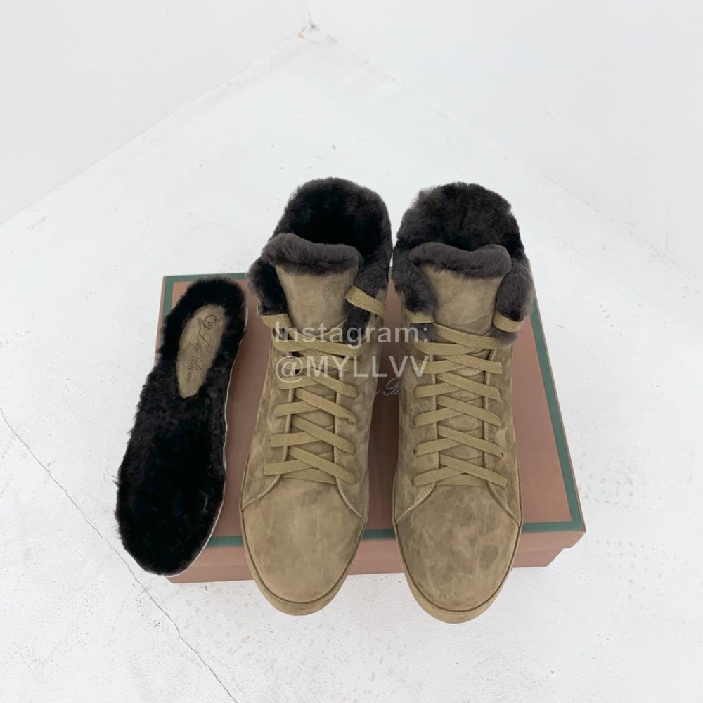 Loro Piana Winter Soft Cashmere Suede Boots Green For Women 