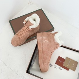 Loro Piana Winter Soft Cashmere Suede Boots For Women Pink