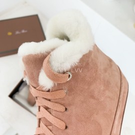 Loro Piana Winter Soft Cashmere Suede Boots For Women Pink
