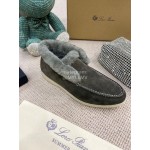 Loro Piana Winter Wool Loafers For Men And Women Gray