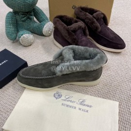 Loro Piana Winter Wool Loafers For Men And Women Gray