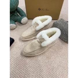 Loro Piana Winter Wool Loafers For Men And Women Beige