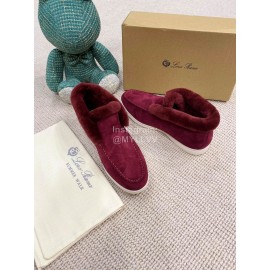 Loro Piana Winter Wool Loafers For Men And Women Red