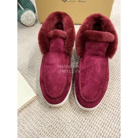 Loro Piana Winter Wool Loafers For Men And Women Red