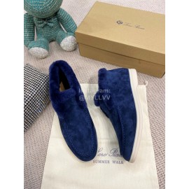 Loro Piana Winter Wool Loafers For Men And Women Blue