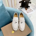 Loro Piana Soft Cashmere Loafers For Women Light Gray