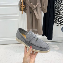 Loro Piana Soft Cashmere Loafers For Women Gray
