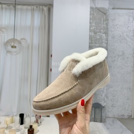 Loro Piana Cashmere Suede Wool Loafers For Women