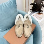 Loro Piana Soft Cashmere Suede Wool Loafers For Women