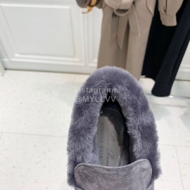 Loro Piana Soft Cashmere Suede Wool Loafers For Women Gray
