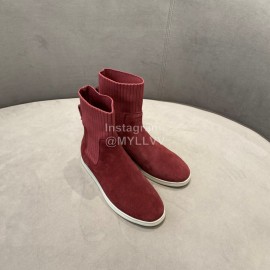 Loro Piana Cashmere Knitted Boots For Women Red