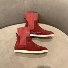 Loro Piana Cashmere Knitted Boots For Women Red