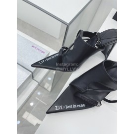 Lost In Echo Cowhide Pointed High Heeled Sandals For Women Black