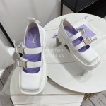 Lost In Echo Leather Thick Soled Mary Jane Shoes For Women White