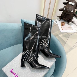 Lost In Echo Fashion Calf Leather Diamond High Heeled Boots For Women Black