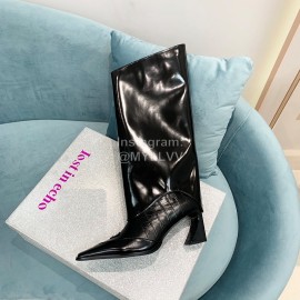 Lost In Echo Fashion Calf Leather High Heeled Boots For Women Black