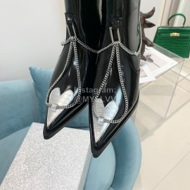 Lost In Echo Fashion Chain Calf Leather Thick High Heeled Boots For Women