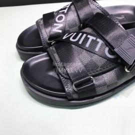LV Calf Leather Ribbon Honolulu Slippers For Men Black
