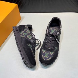 LV Black Suede Calfskin Running Shoes For Men