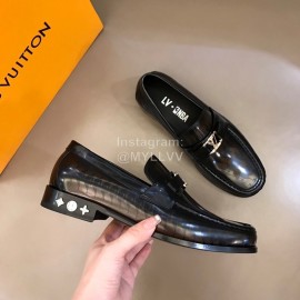 LV Calf Leather Letter Buckle Loafers For Men