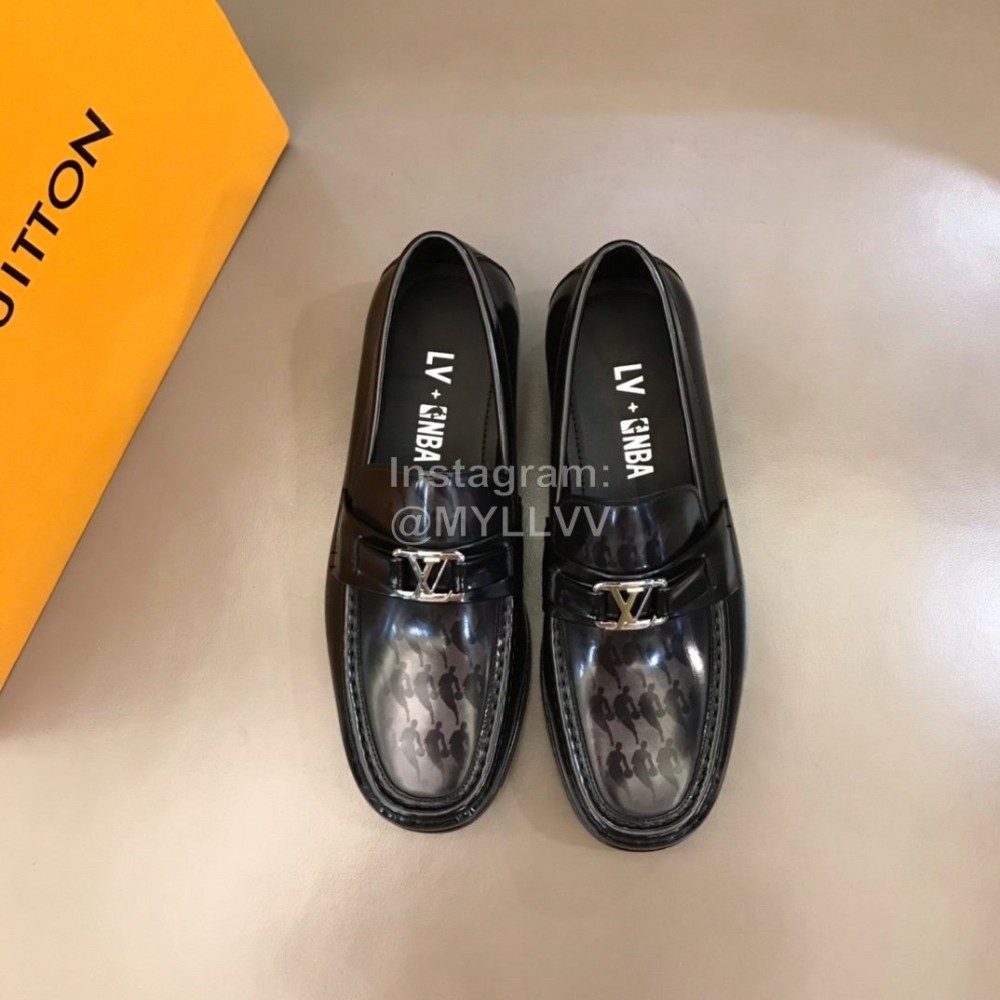 LV Calf Leather Letter Buckle Casual Loafers For Men