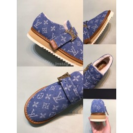 LV Winter Wool Denim Casual Shoes For Men Blue