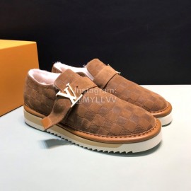 LV Winter Wool Denim Casual Shoes For Men Brown