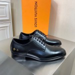 LV Black Calf Leather Lace Up Business Shoes For Men