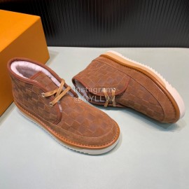 LV Winter Wool Short Boots For Men Brown