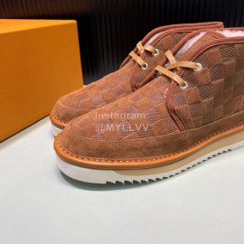 LV Winter Wool Short Boots For Men Brown