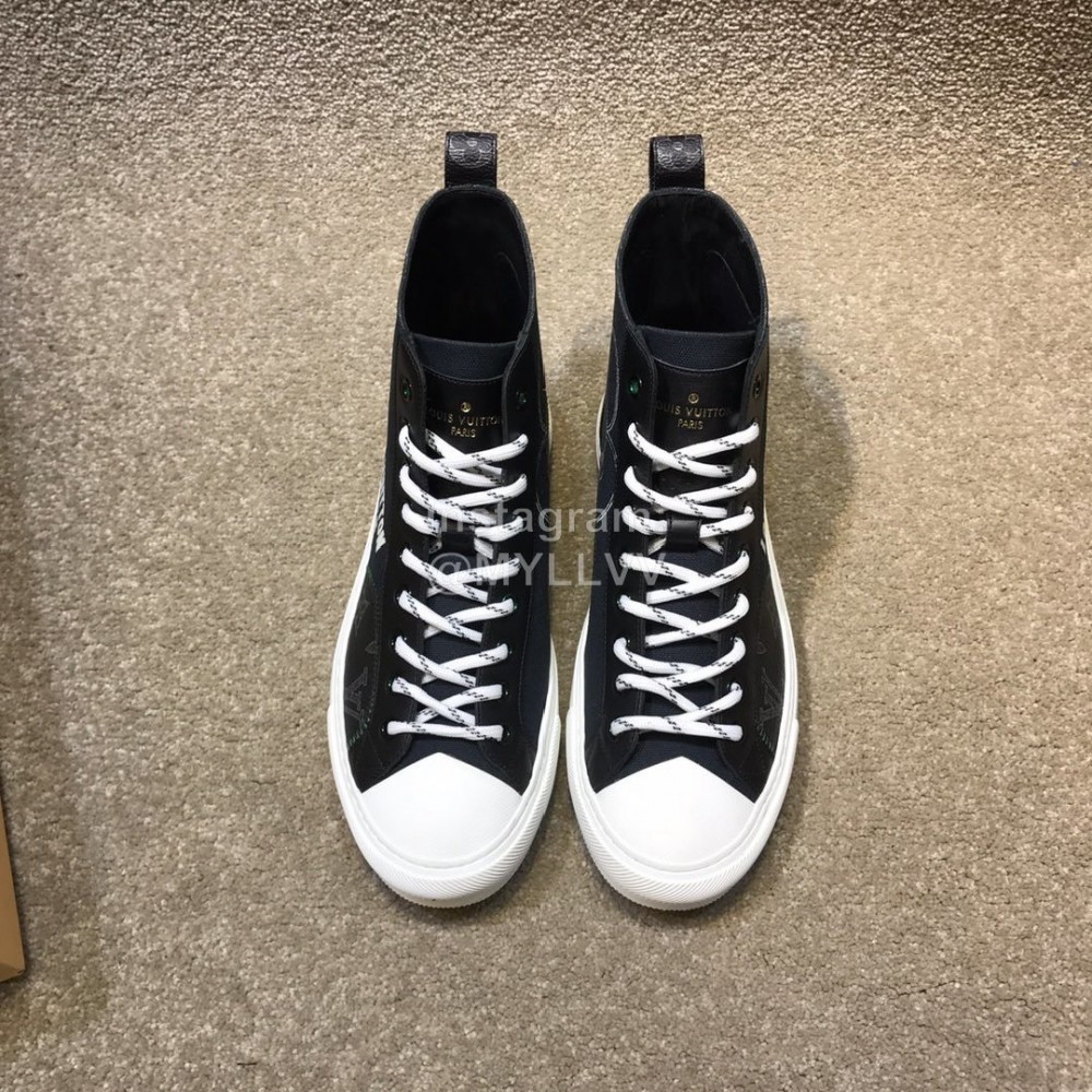 LV Canvas High Top Shoes For Men And Women Black