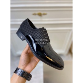 LV Black Cowhide Lace Up Business Shoes For Men