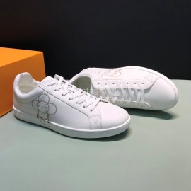 LV Calf Leather Lace Up Sneakers For Men White