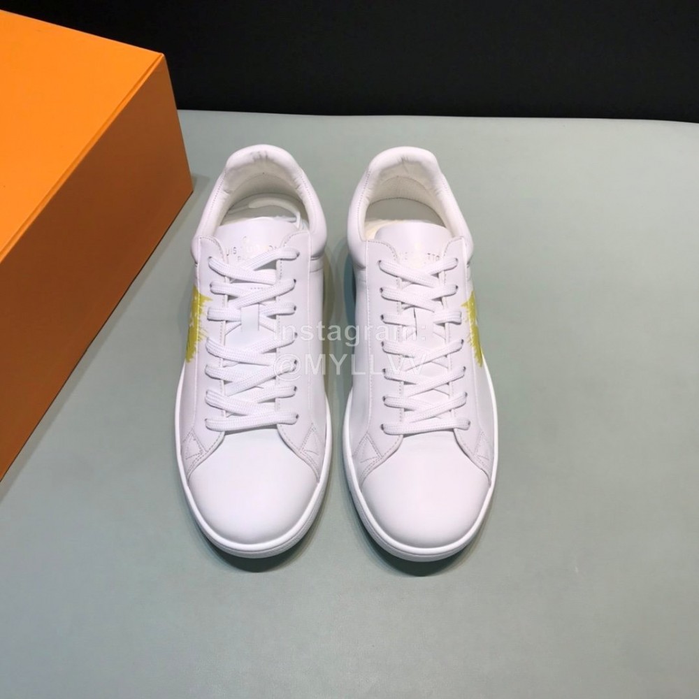 LV Calf Leather Lace Up Sneakers For Men Yellow