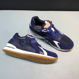 LV Canvas Suede Calfskin Sneakers For Men Navy
