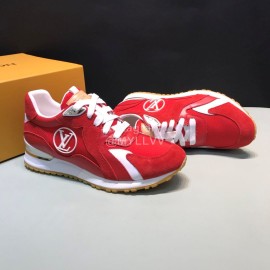 LV Canvas Suede Calfskin Sneakers For Men Red