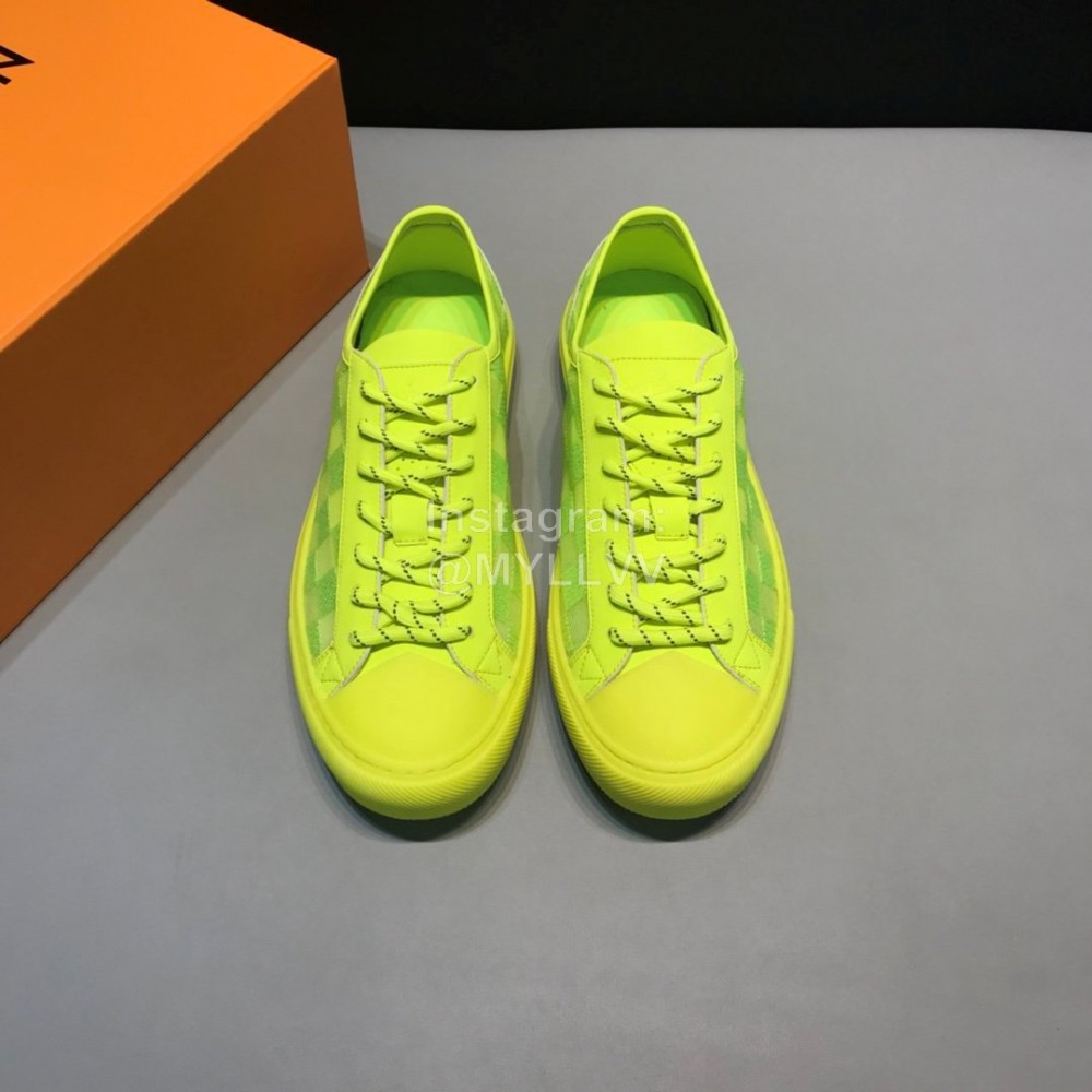LV Classic Damier Graphite Canvas Lace Up Sneakers For Men Yellow