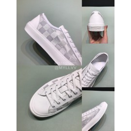 LV Classic Damier Graphite Canvas Lace Up Sneakers For Men White