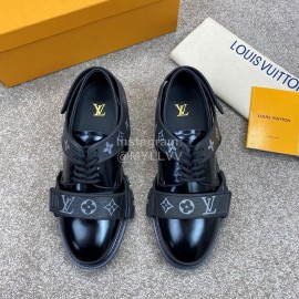LV Calf Leather Lace Up Velcro Casual Sneakers For Men Black