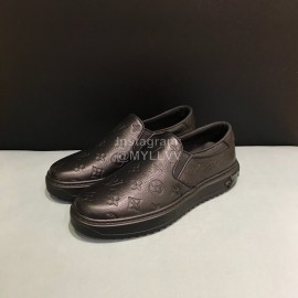 LV Black Monogram Embossed Calf Leather Sneakers For Men