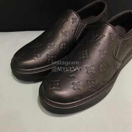 LV Black Monogram Embossed Calf Leather Sneakers For Men