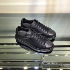 LV Black Monogram Calf Leather Lace Up Sneakers For Men
