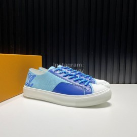 LV Calf Leather Casual Lace Up Sneakers For Men Blue