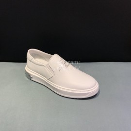 LV 3d Printed Cowhide Casual Loafers For Men White