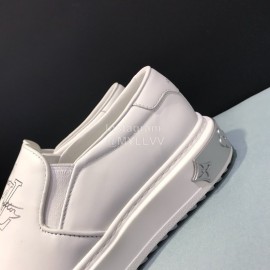 LV 3d Printed Cowhide Casual Loafers For Men White