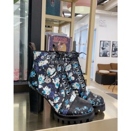 Lv Autumn Winter New Thick Heel Thick Soled Boots Blue